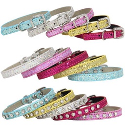 Glittering Leather Cat Collar