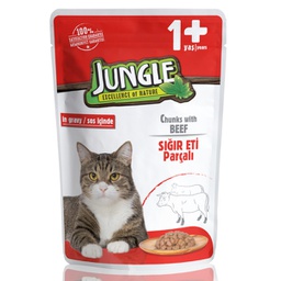 Jungle +1 pouch Sterilized Beef in gravy 100g (single piece)