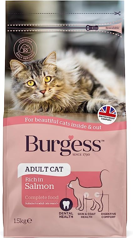 Burgess Adult Cat  Dry Food 1.5kg (Scottish Salmon)