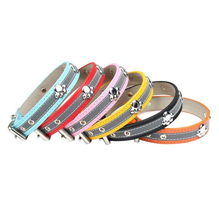 Leather Collar ( Pawprint design)