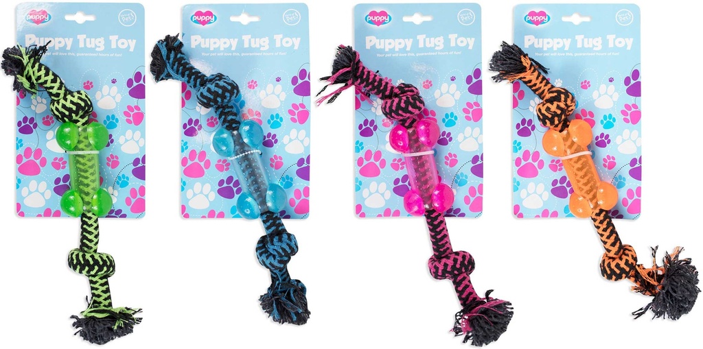 World of Pet Puppy Rope and Rubber  Bone Toy