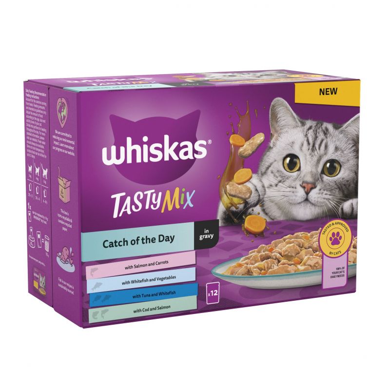 Whiskas +1 tasty mix Catch of the day - in Gravy (12x100g)