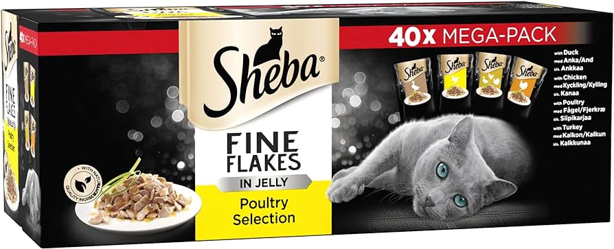 Sheba Fine Flakes Poultry Selection in Jelly (40 pouches)