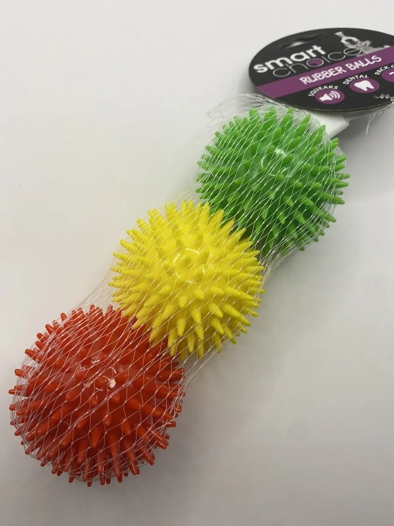 Smart Choice Squeaky spiky rubber ball toy (3 pack)