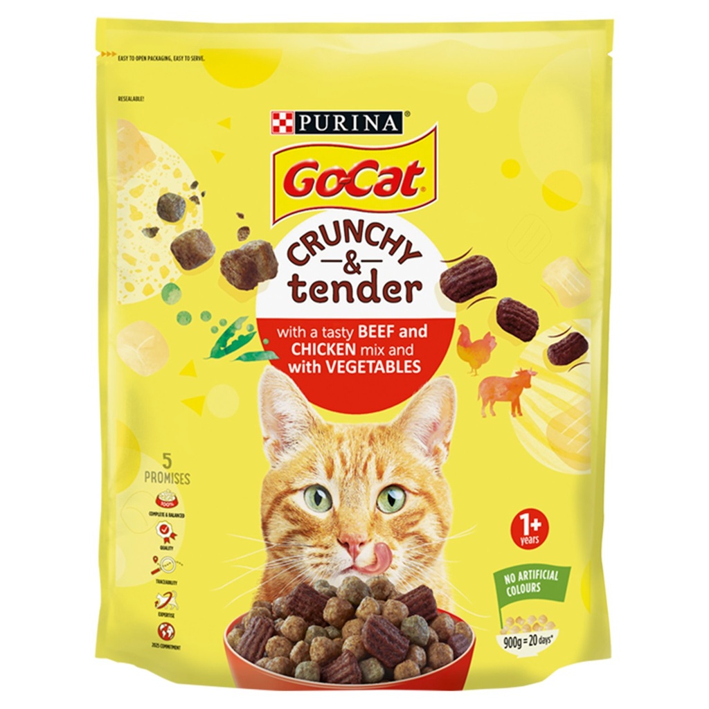 Purina Go cat Crunchy and Tender 900g (Beef and Chicken with Vegetables)