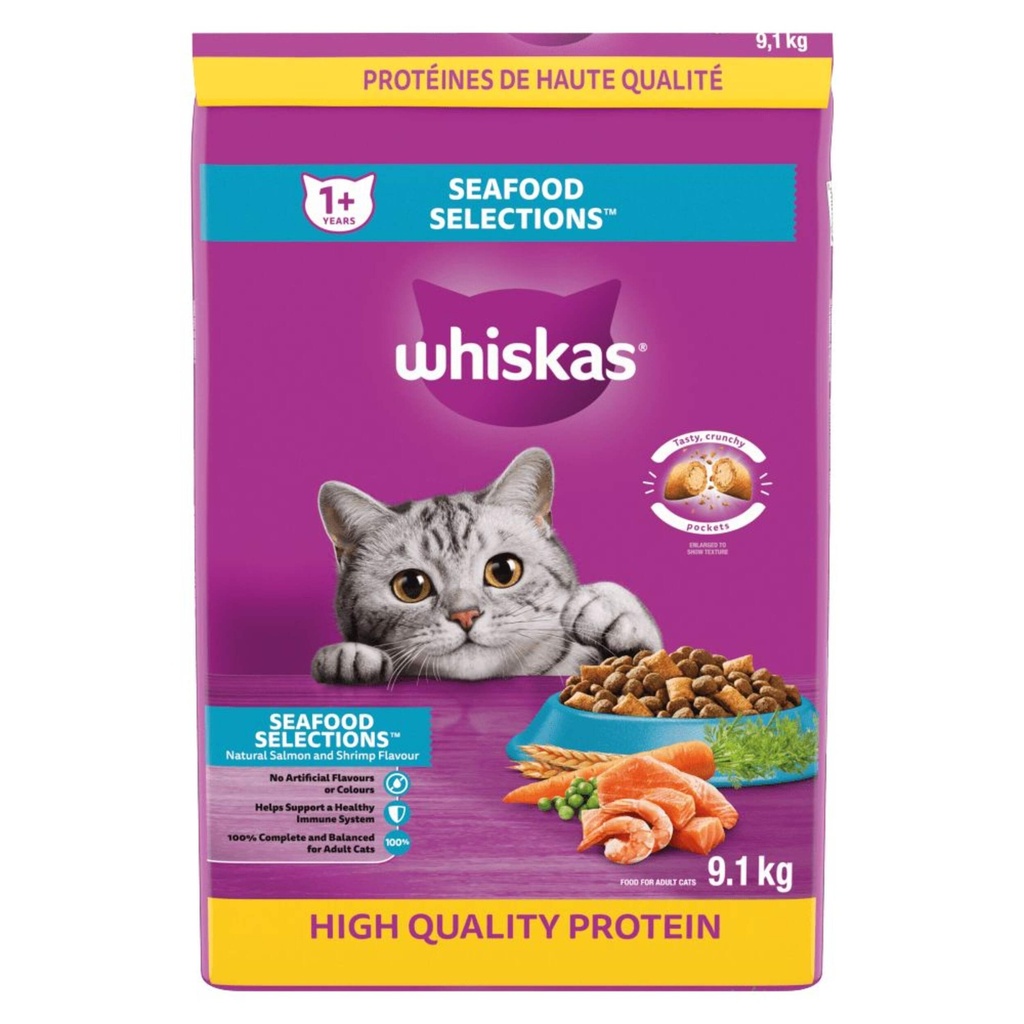 Whiskas Seafood Selections Dry Cat Food 9.1kg