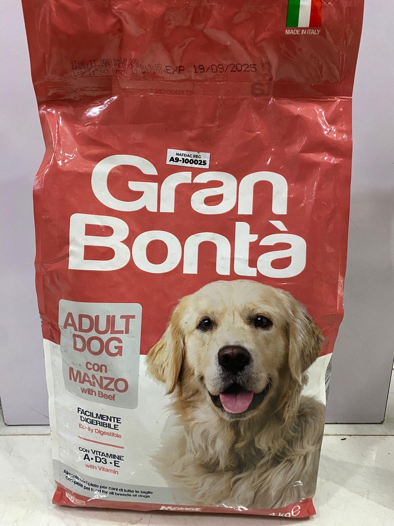 Gran Bonta Adult Dog Dry Food with Beef (4kg)