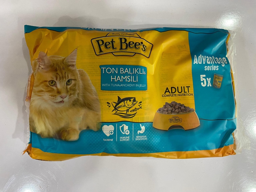 PetBee's Adult Cat Dry wet food (5 pack) Tuna and Anchovy in Jelly