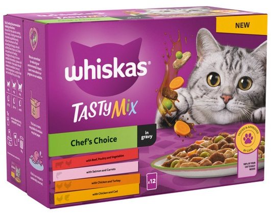 Whiskas +1 Tasty Mix Chef’s Choice in gravy (12 pouches)