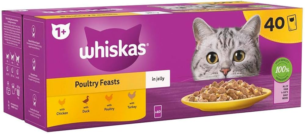Whiskas +1 Poultry Feasts in Jelly (40 x 100g)