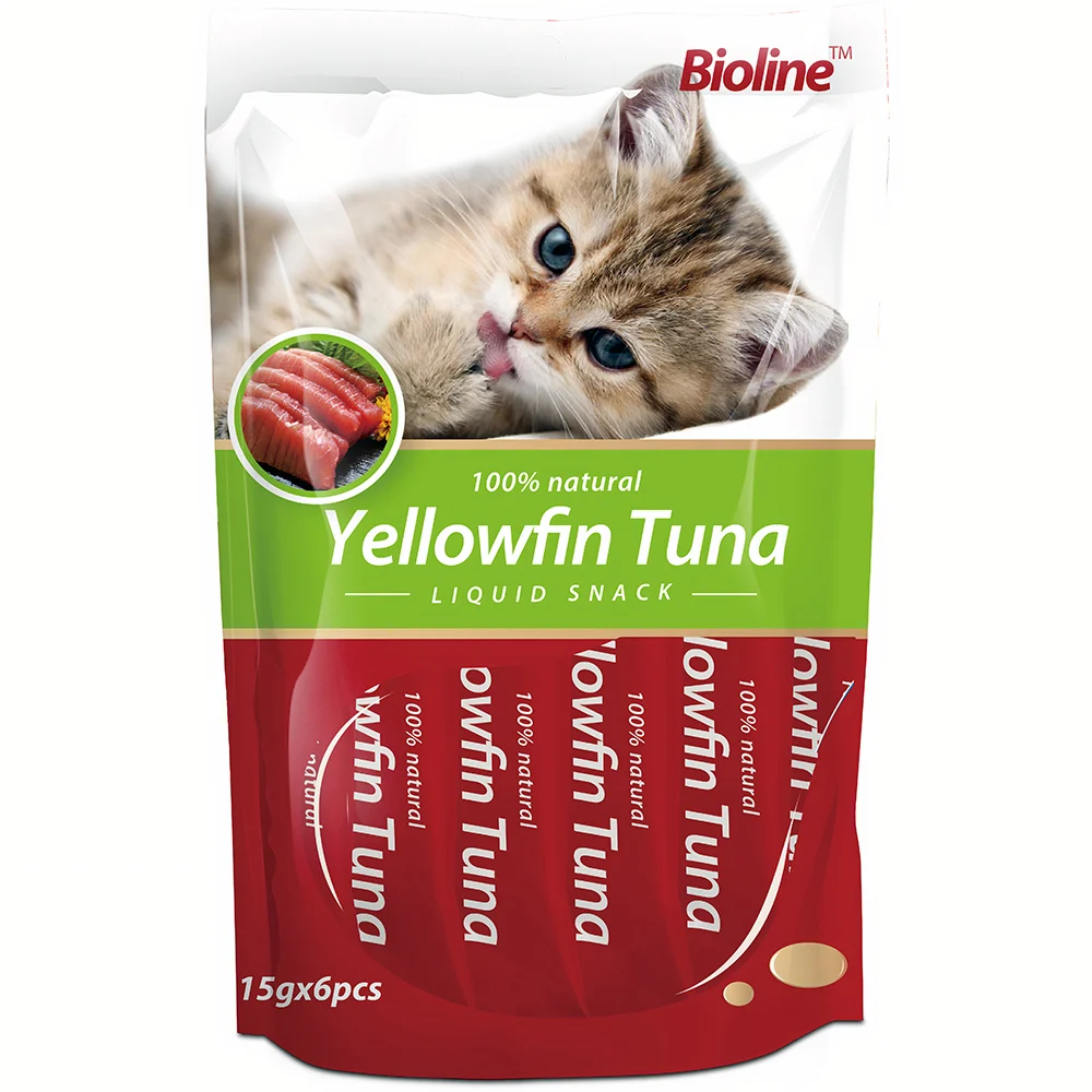 Bioline Liquid Snack Cat Treat 15g x 6 (Yellowfin Tuna)