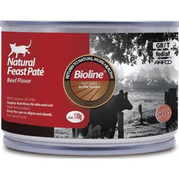 Bioline Natural Feast Pate Cat Can Food 170g (Beef)