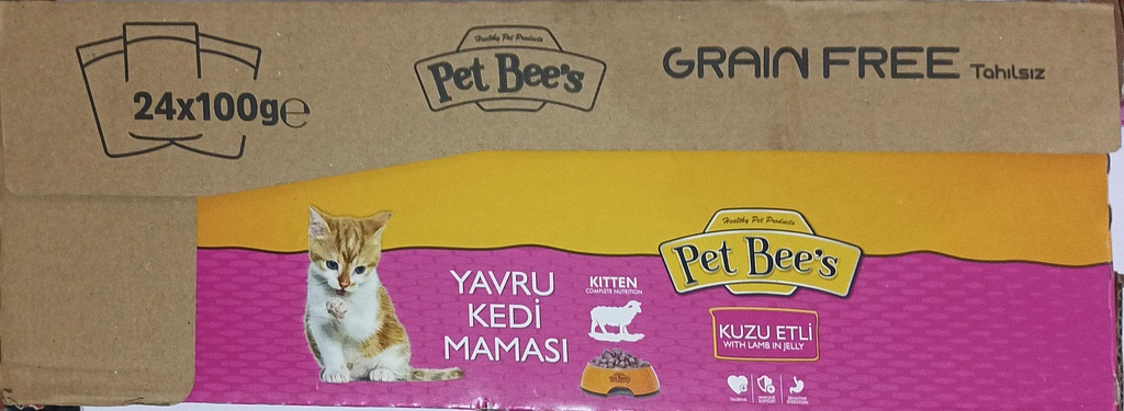 Pet Bees Kitten Pouch with Lamb (24 pack)