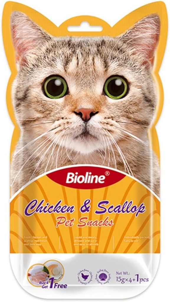 Bioline Pet Snacks for Cats Chicken and Scallop