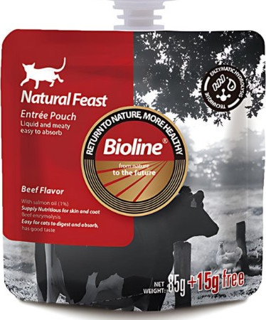 Bioline Feast Natural Entree Pouch Cat treat 85g Beef