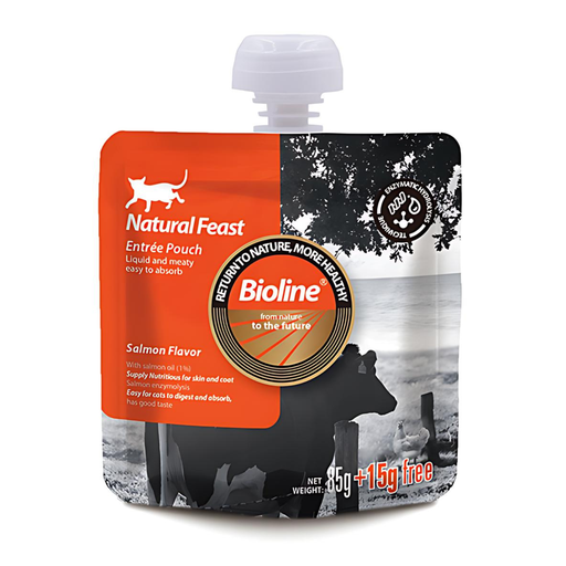 Bioline Feast Natural Entree Pouch Cat treat 85g Salmon