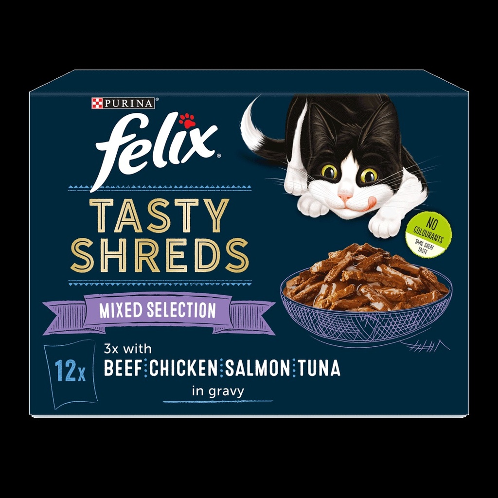Felix Tasty Shreds Mixed Selection +1 (12 pouches)