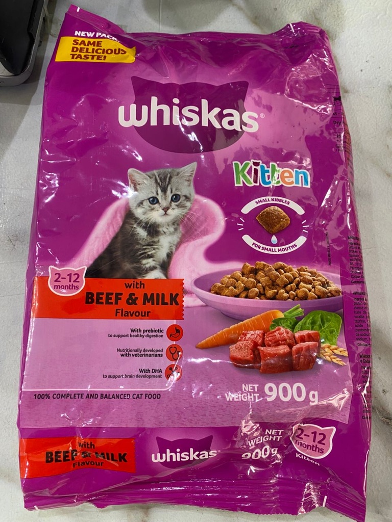Whiskas Kitten Dry Food With Beef and Milk (900g)
