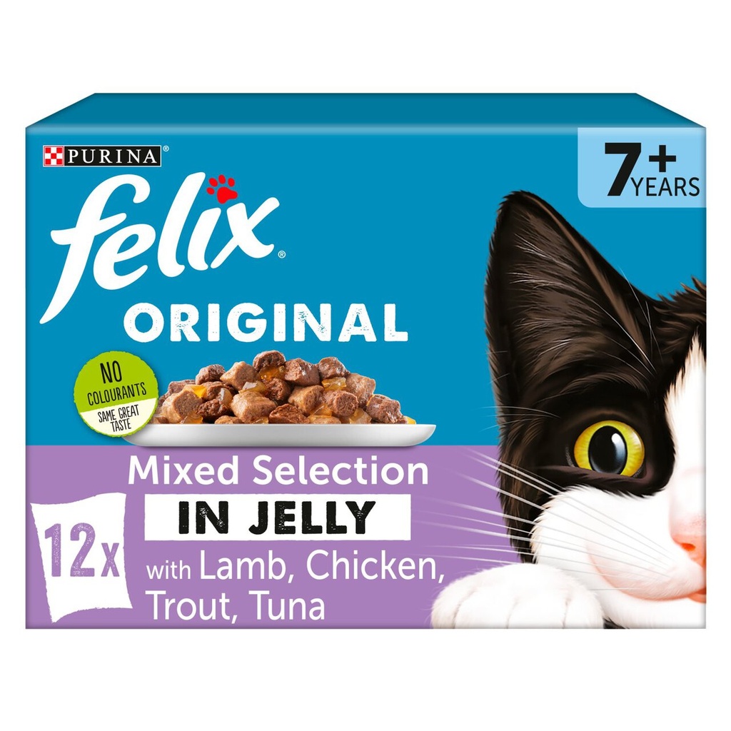 Felix Original Mixed Selection Wet Pouch +7 in Jelly (12x100g)