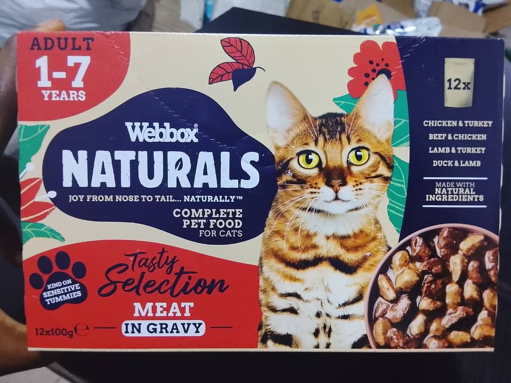 Webbox Naturals Wet food for Adult Cats Tasty Selection (Meat in Gravy) -- 12 X 100g
