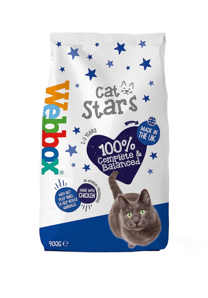 Webbox Cat Stars 100% Complete & Balanced dry food with Chicken (900g)