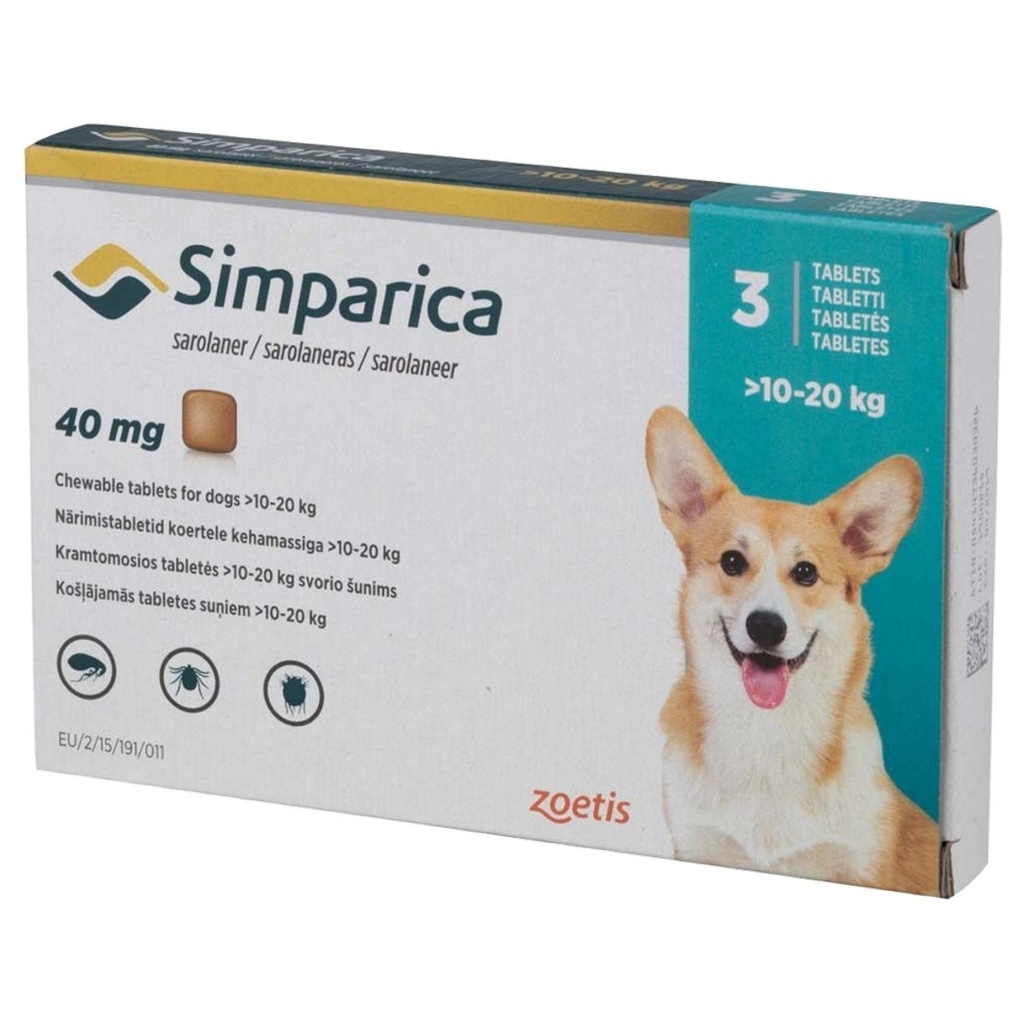 Simparica 40mg (10 20Kg) VETLANE Animal Healthcare LTD